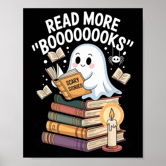 Lees meer Boeken Ghost Reading Halloween Art Te Poster (Voorkant)