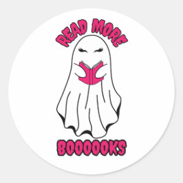 Lees meer Boeken Halloween Ghost Pink Ronde Sticker