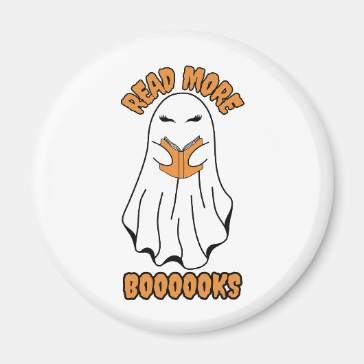 Lees meer Boeken Halloween Ghost Sinaasappel Magneet (Voorkant)