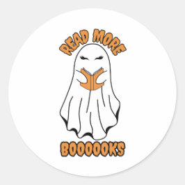 Lees meer Boeken Halloween Ghost Sinaasappel Ronde Sticker