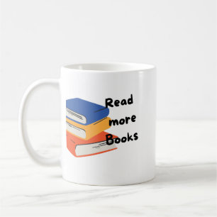 Lees Meer Boeken Kleurrijke Stapel Koffiemok