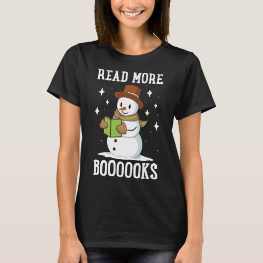 Lees meer boeken met kerstbibliotheek Snowman Read T-shirt (Voorkant)