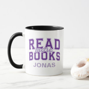 Lees Meer Boeken Paarse Varsity Lezers Boekenwurm Mok