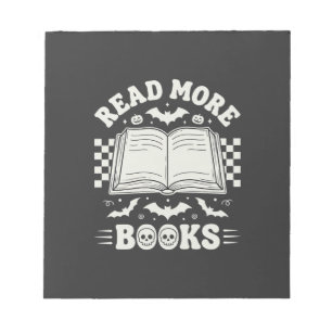 Lees Meer Boeken Retro Halloween Boekliefhebber Notitieblok