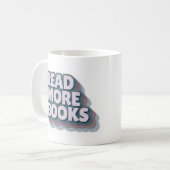 Lees Meer Boeken Retro Typografie Mok (Voorkant links)