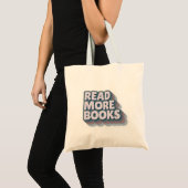 Lees Meer Boeken Retro Typografie Sticker Tote Bag (Voorkant (product))