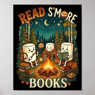 Lees meer boeken schattig kampvuur lezen boek lief poster