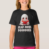 Lees meer Boeken, Schattigee Ghost Reading T-shirt (Voorkant)