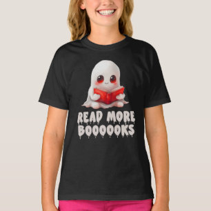 Lees meer Boeken, Schattigee Ghost Reading T-shirt