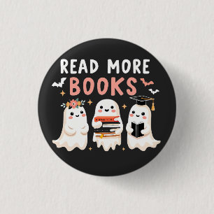 Lees meer boeken Spooky Halloween Ghost Boekliefhe Ronde Button 3,2 Cm