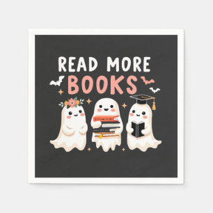 Lees meer boeken Spooky Halloween Ghost Book Lover Servet