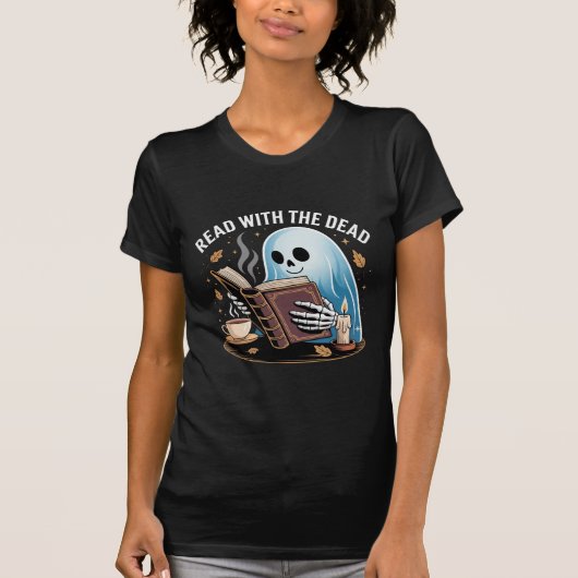 Lees Met De Doden — Knus Skeletale Lezing T-shirt (Voorkant)
