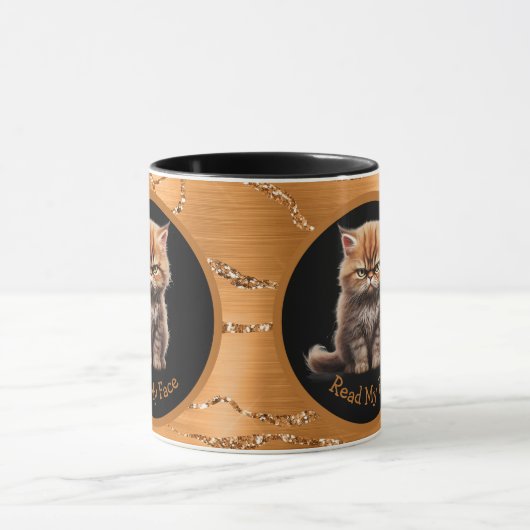 Lees mijn gezicht of Jouw tekst Sinaasappel Tabby Mok (Midden)