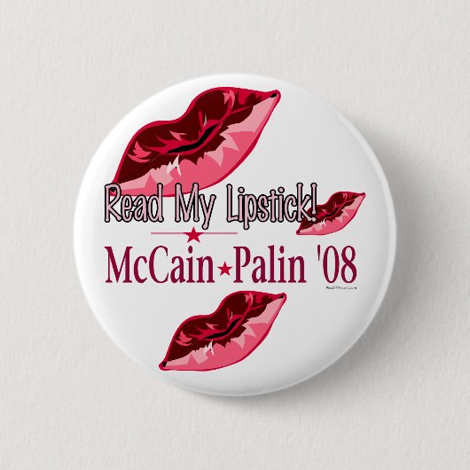 Lees mijn lippensticker McCain/Palin Button (Voorkant)
