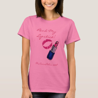 Lees mijn lipstick! McCain Palin 2008 Lange hoes T T-shirt