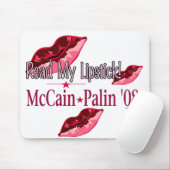 Lees mijn lipstick McCain/Palin Mousepad Muismat (Met muis)
