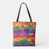 Lees Rainbow Hearts Gestreepte Retro Fun Patroon Tote Bag (Achterkant)