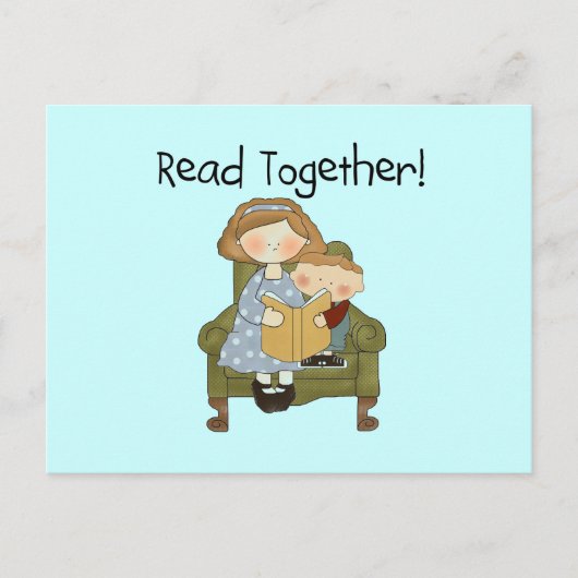 Lees samen Mam en Jongen Tshirts en Gifts Briefkaart (Voorkant)