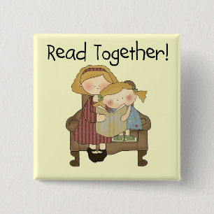 Lees samen - Mam- en meisjesoverhemden en -cadeaut Vierkante Button 5,1 Cm