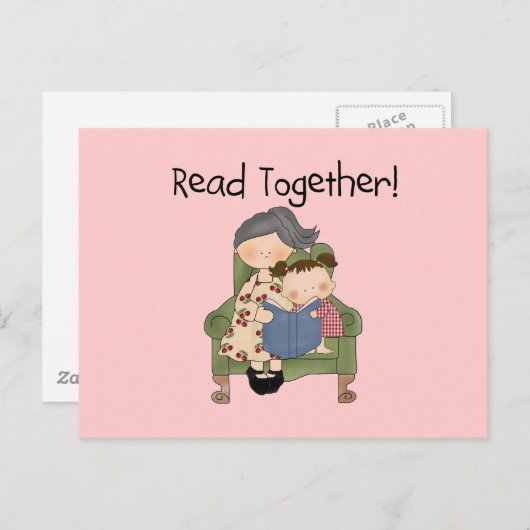 Lees samen - oma- en meisjesoverhemden en -cadeaut briefkaart (Voorkant / Achterkant)