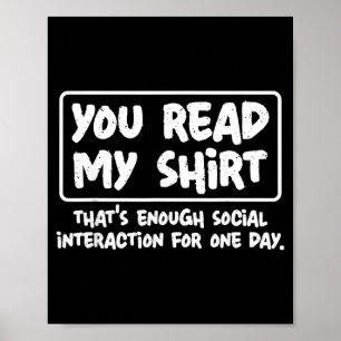 Lees T-shirt Grappige Sarcastische Introvert Humor Poster
