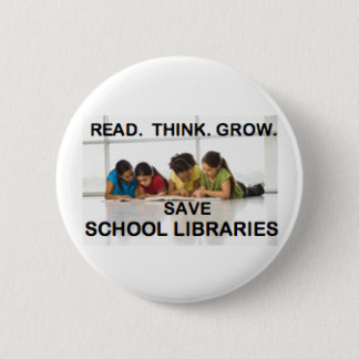 Lees Think Grow - Fund School Libraries (lezen) Ronde Button 5,7 Cm