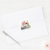 Lees Tussen de Wijnen Boek Liefhebber Vierkante Sticker (Envelop)