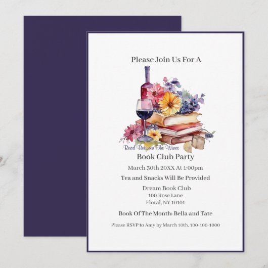 Lees tussen de wijnen, boekenclub kaart (Voorkant / Achterkant)