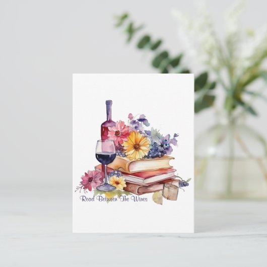 Lees tussen de wijnen briefkaart (Staand voorkant)