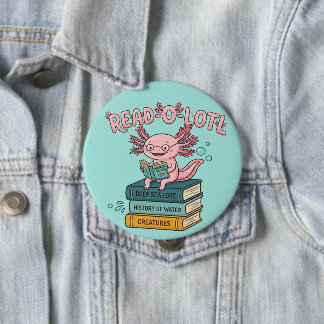 Lees Veel Axolotl Knop - Grappige Boekenwurm Speld Ronde Button 4,0 Cm