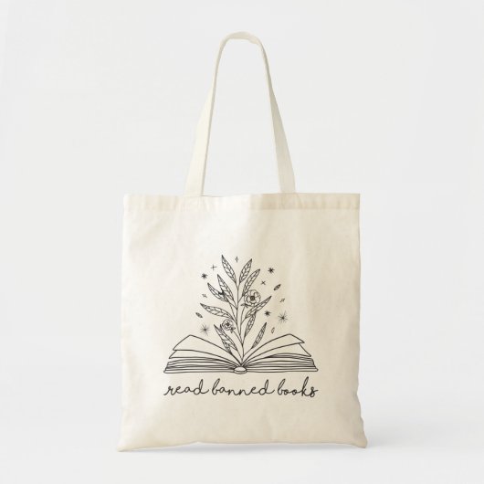 Lees verboden boeken Blooming Floral Book Tote Bag (Voorkant)