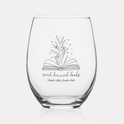 Lees verboden boeken Blooming Floral gepersonalise Wijnglas Zonder Voet (Voorkant)