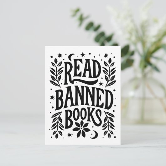 Lees verboden boeken briefkaart (Staand voorkant)