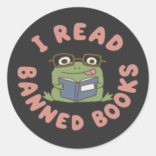 Lees Verboden Boeken Grappige Kikker Leest Ronde Sticker
