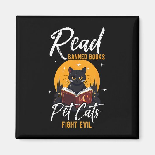 Lees Verboden Boeken Pet Cats Fight Evil Lees Verb Magneet (Voorkant)