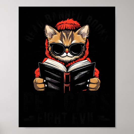 Lees Verboden Boeken Pet Cats Fight Evil Lees Verb Poster (Voorkant)
