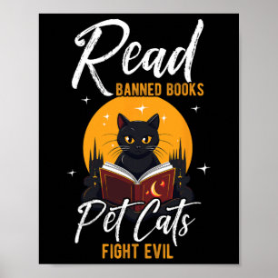Lees Verboden Boeken Pet Cats Fight Evil Lees Verb Poster