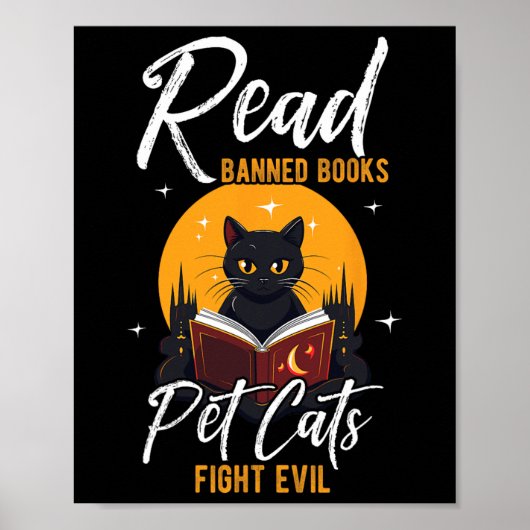Lees Verboden Boeken Pet Cats Fight Evil Lees Verb Poster (Voorkant)