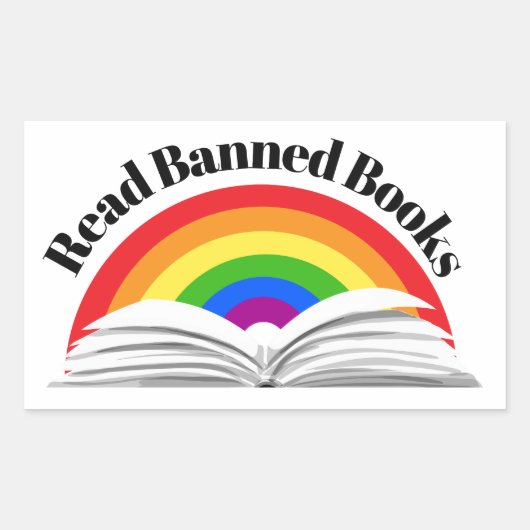 Lees verboden boeken Rainbow Rechthoekige Sticker (Voorkant)