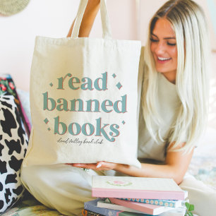 Lees verboden boeken Retro belettering gepersonali Tote Bag