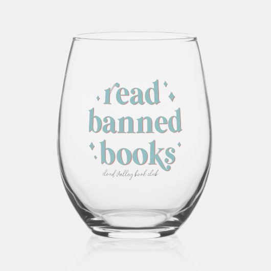 Lees verboden boeken Retro belettering gepersonali Wijnglas Zonder Voet (Voorkant)