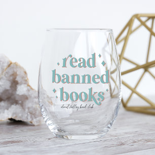Lees verboden boeken Retro belettering gepersonali Wijnglas Zonder Voet