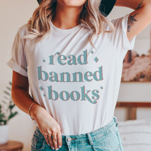 Lees verboden boeken Retro belettering T-shirt