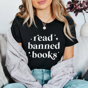 Lees verboden boeken Retro belettering T-shirt