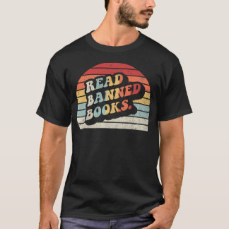 Lees Verboden Boeken Retro Zonsondergang Vintage 7 T-shirt