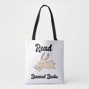 Lees verboden boeken Schattig Konijn Tote Bag