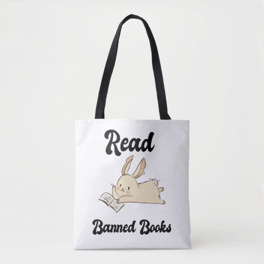 Lees verboden boeken Schattig Konijn Tote Bag (Voorkant)