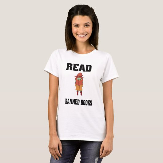 Lees verboden boeken Schattige heks T-shirt (Voorkant volledig)