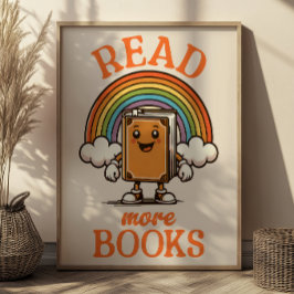 Lees Verder Boeken Retro Art Print voor Boekenworm