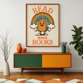 Lees Verder Boeken Retro Art Print voor Boekenworm